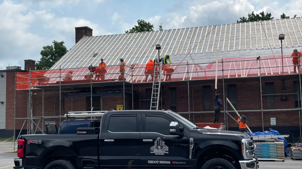 Commercial roofing project in Utica NY completed by Cobblestone Construction