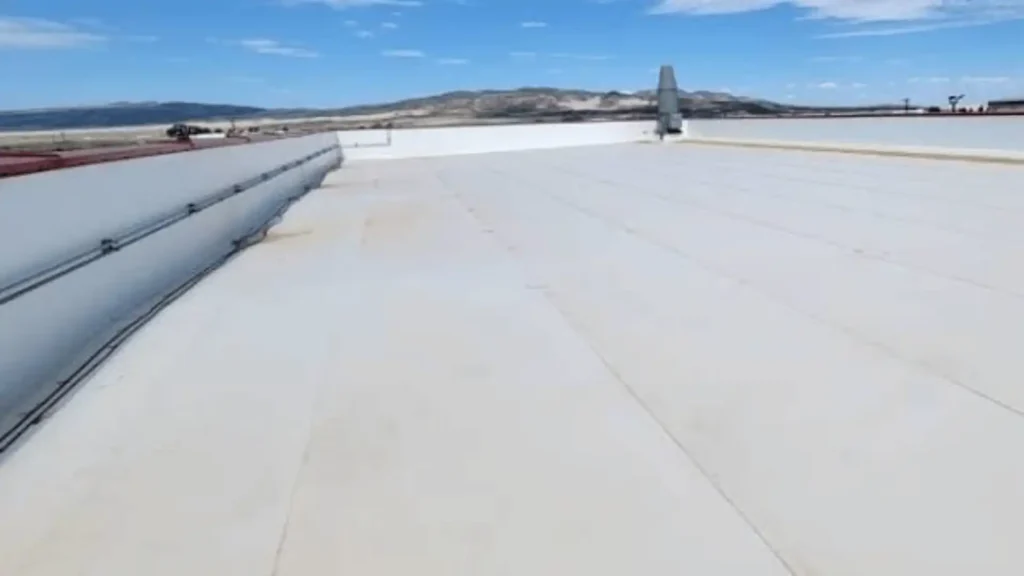 TPO roofing system on a commercial building installed by Cobblestone Construction in the Mohawk Valley
